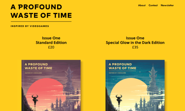 Screenshot of A Profound Waste of Time website showing two magazine covers.