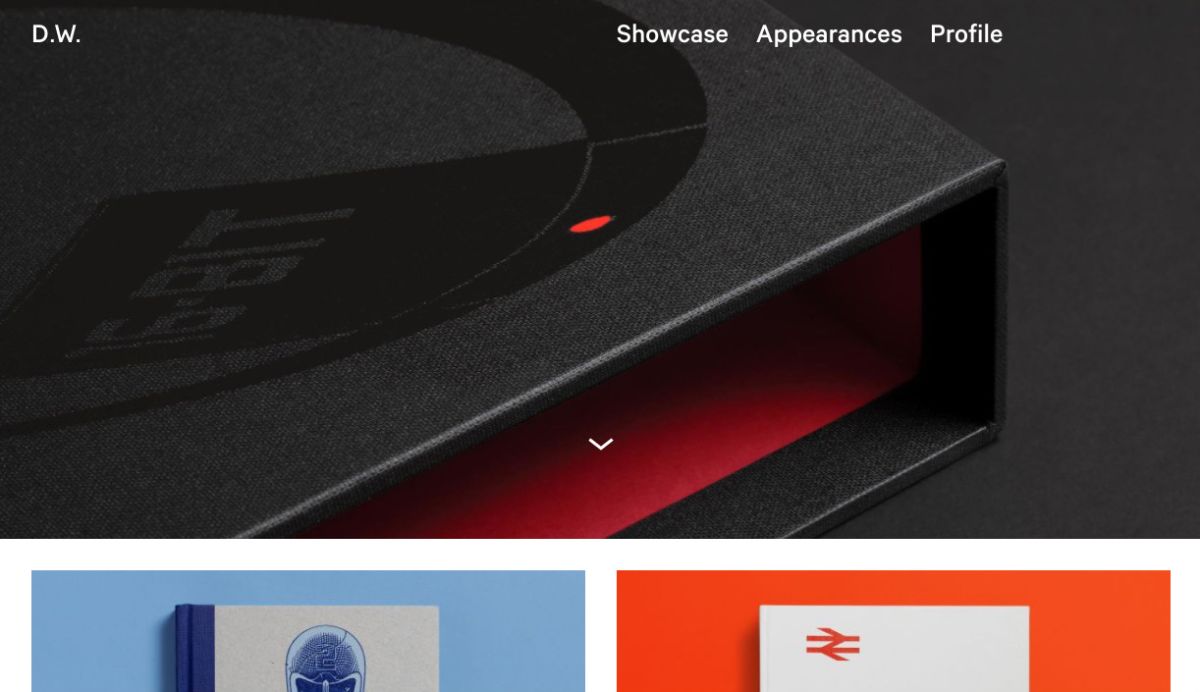 Screenshot of Darren Wall's homepage revealing some projects.