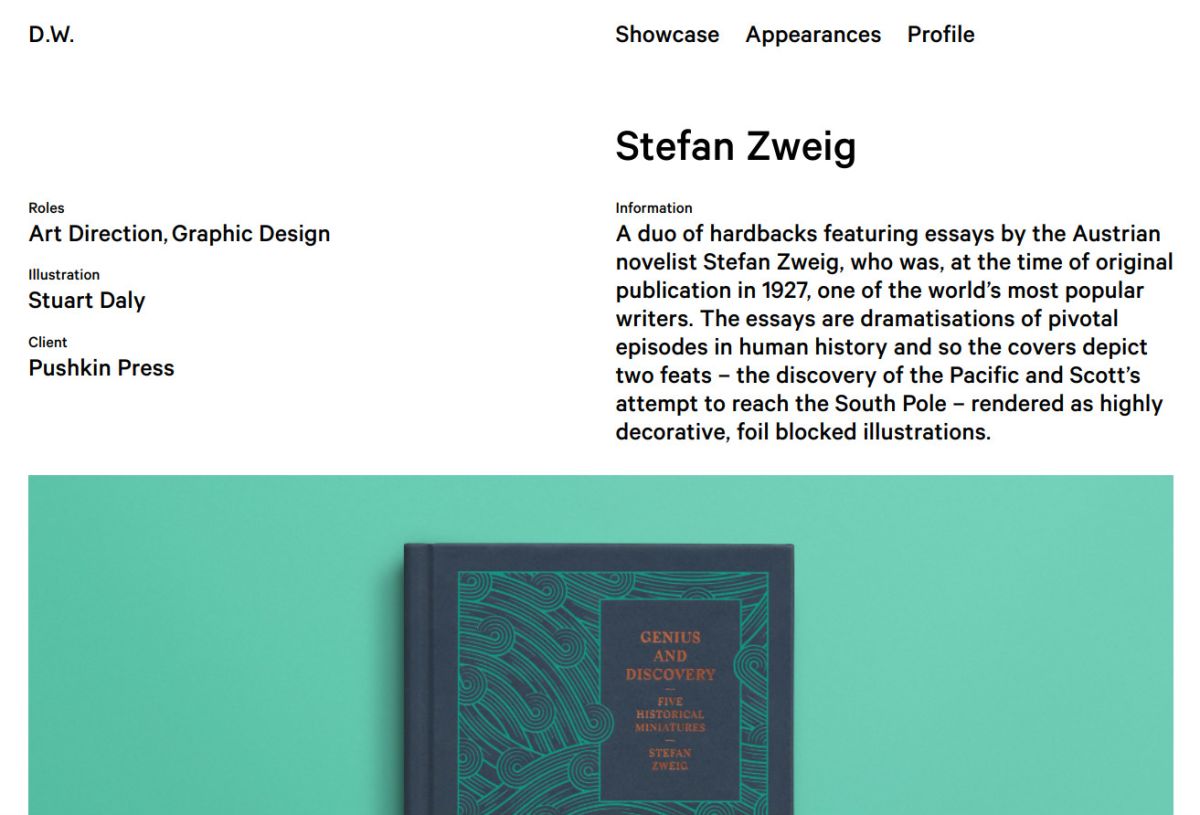 Screenshot of Darren Wall's Stefan Zweig book design projects.