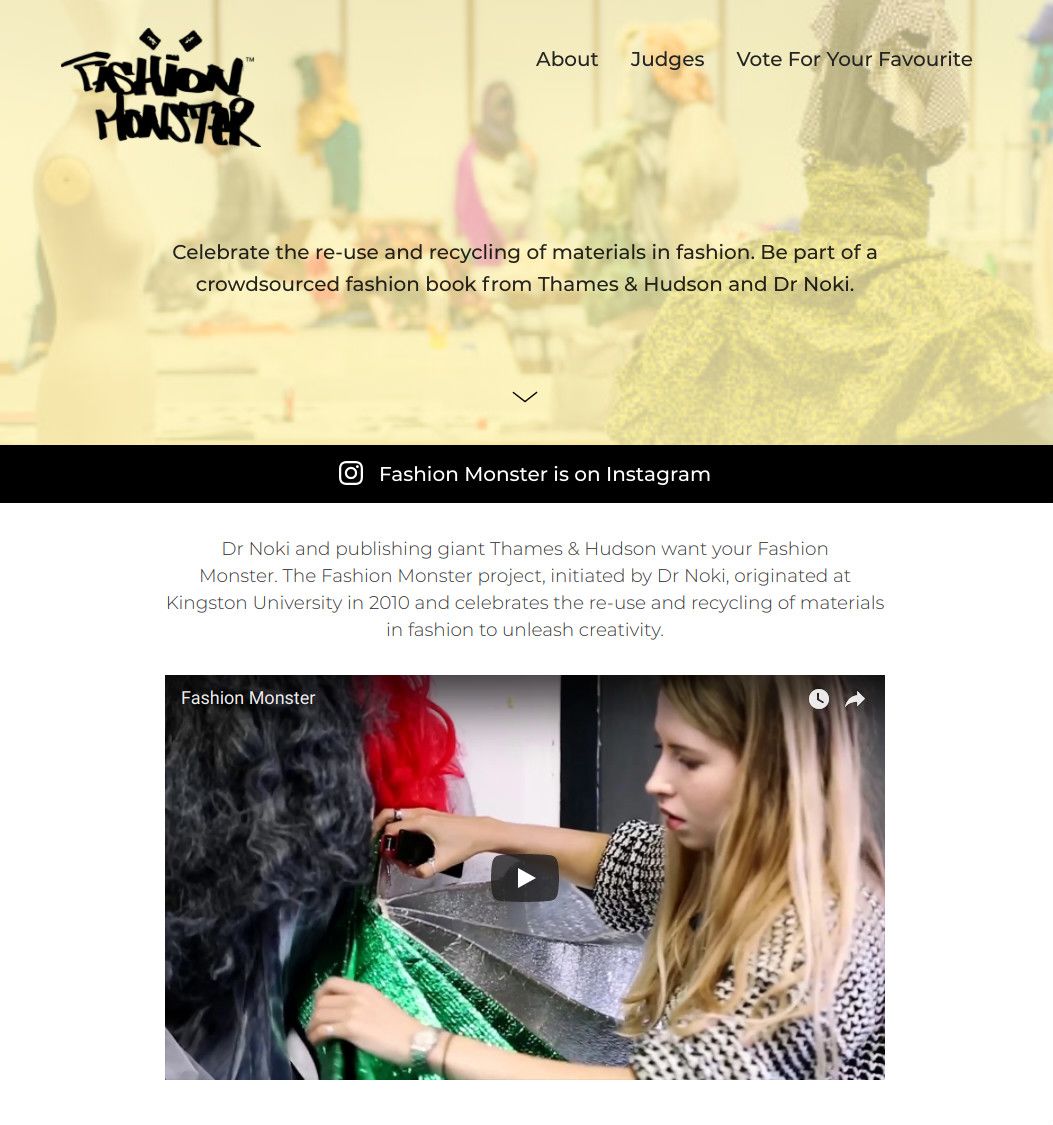 Screenshot of Fashion Monster website.