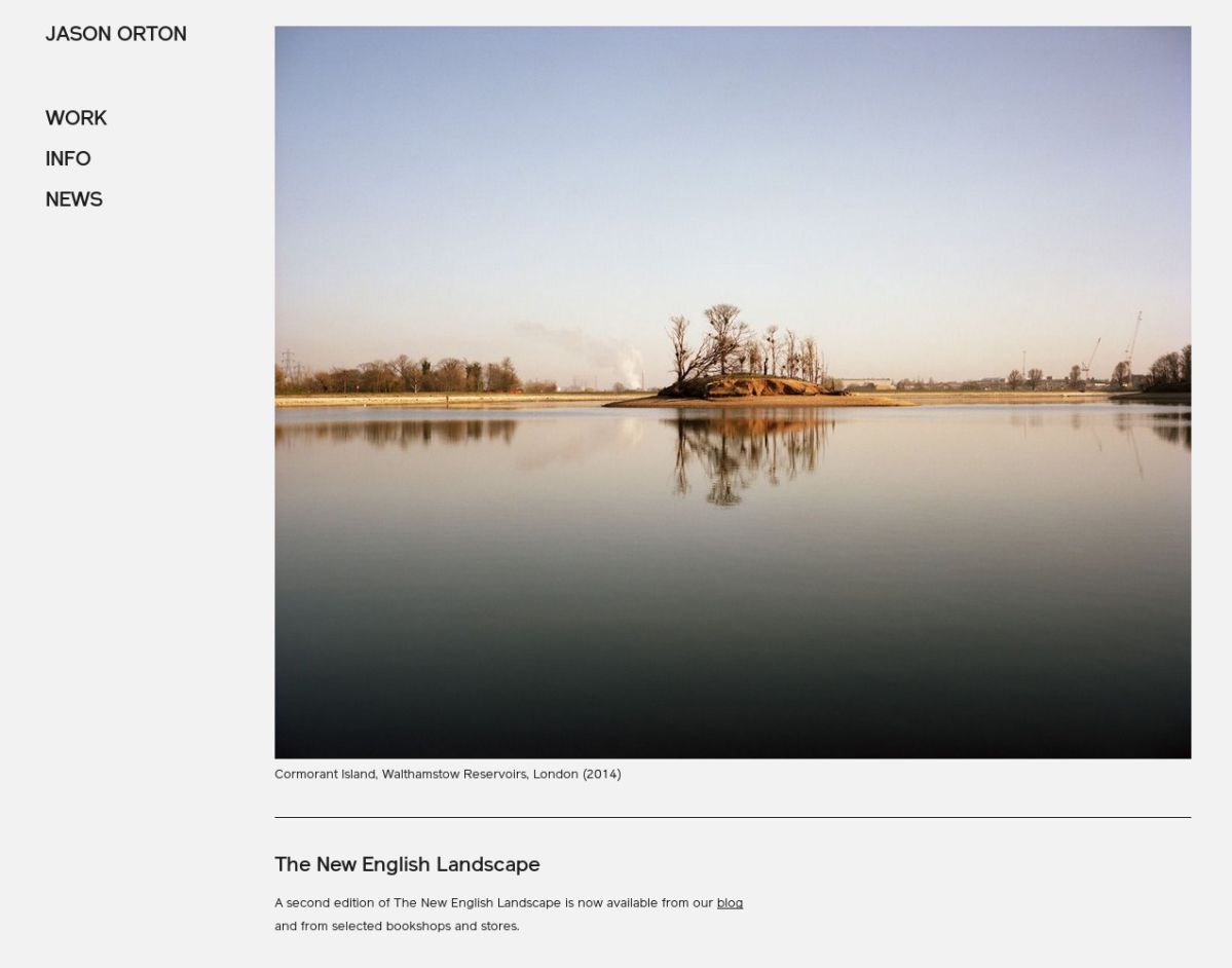 Screenshot of photographer Jason Orton's homepage as it appears on a desktop screen.