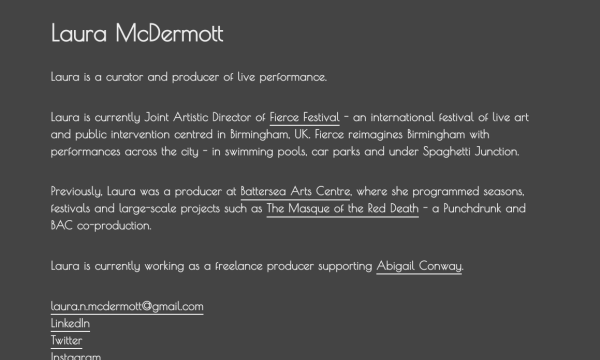 Homepage of Laura McDermott.