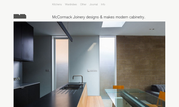 Screenshot of McCormack Joinery's homepage.
