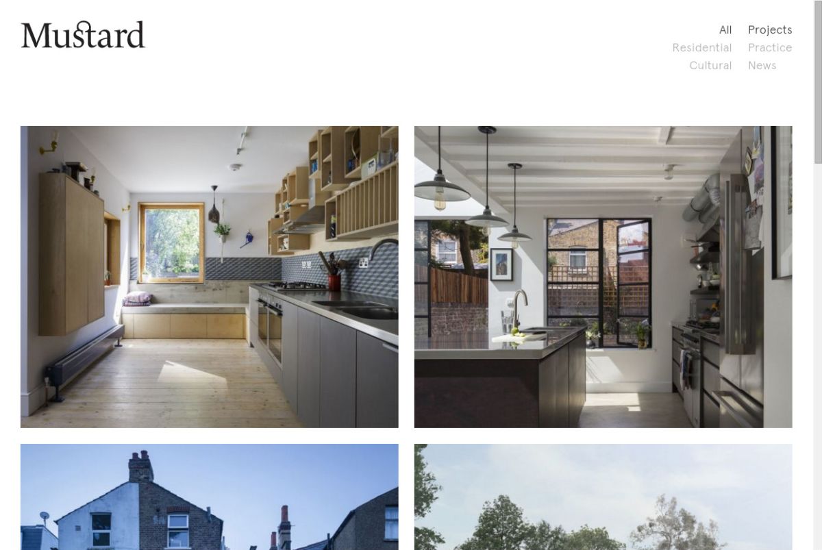 Project listing page of Mustard Architects' website.