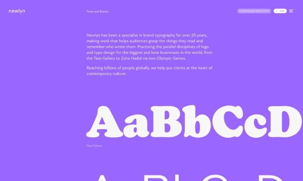 bright purple website showing fonts.