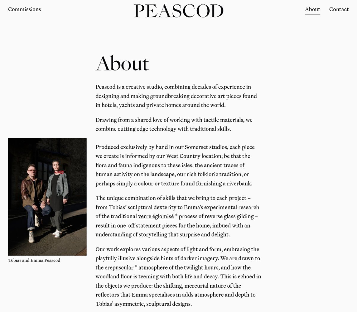 Screenshot of Peascod about page.