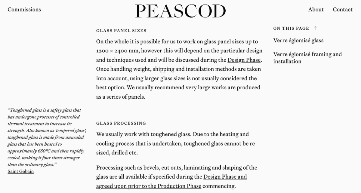 Screenshot showing text on Peascod's website.