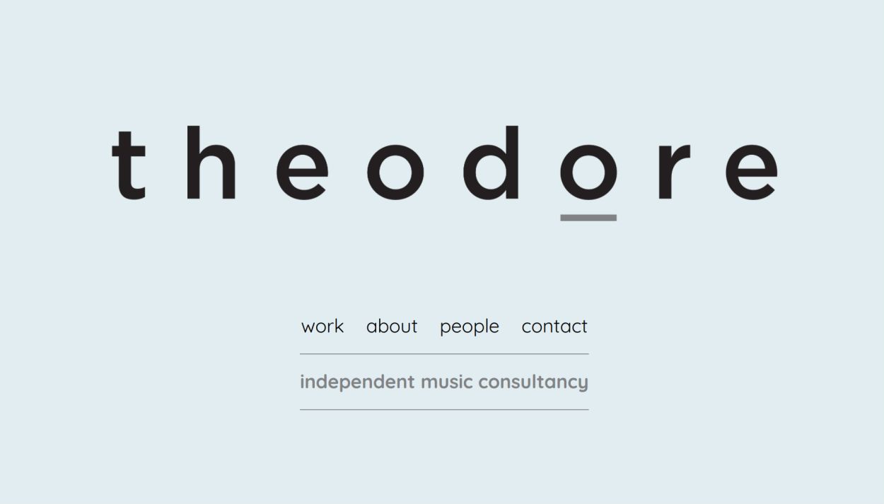 Simple homepage of website with the name Theodore.