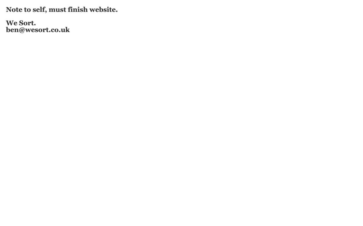 Screenshot of website with the text: Note to self, must finish website.