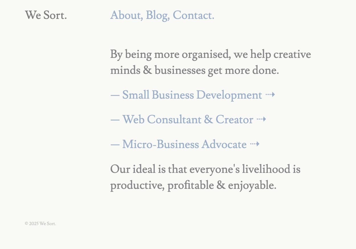 Text only website for We Sort.