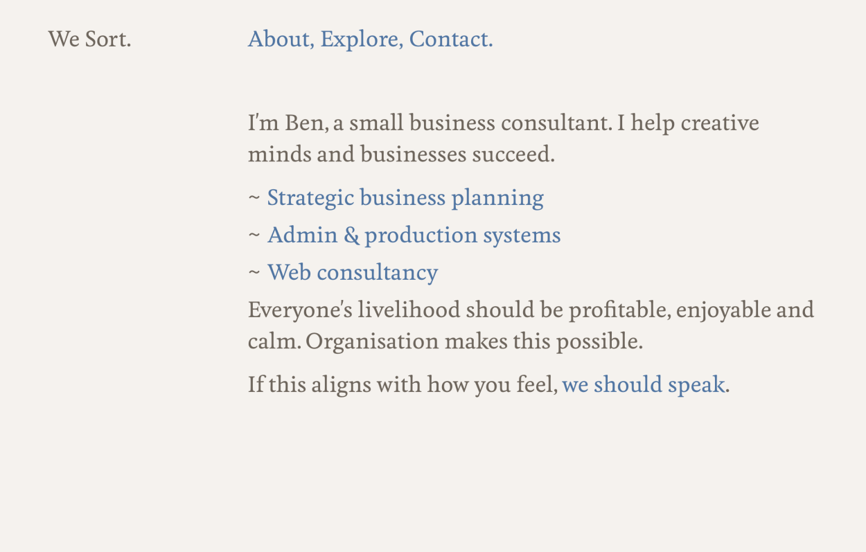 Text only website for We Sort.
