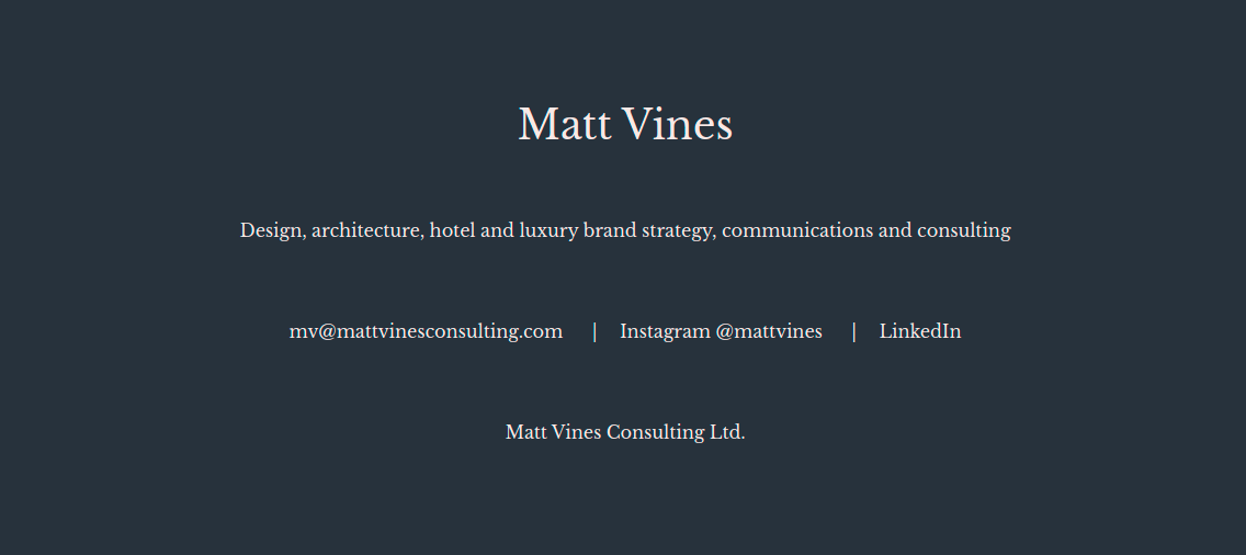 Simple dark website with centered text of PR Matt Vines.