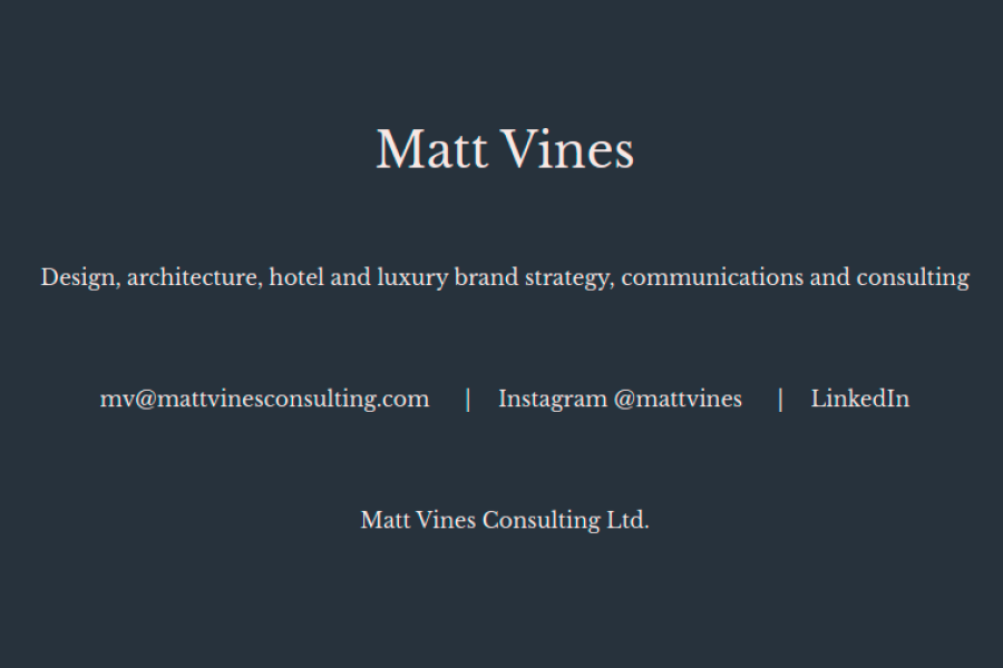 Simple dark website with centered text of PR Matt Vines.