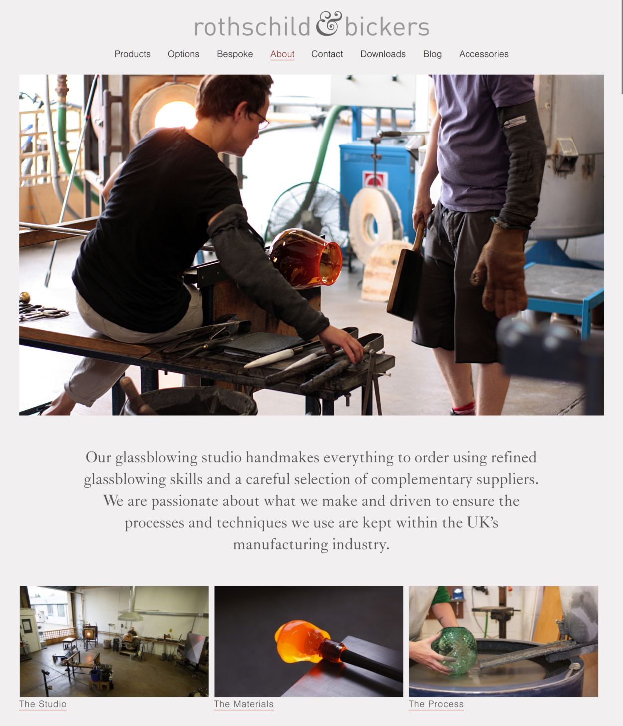 Website of glassblowers Rothschild & Bickers.
